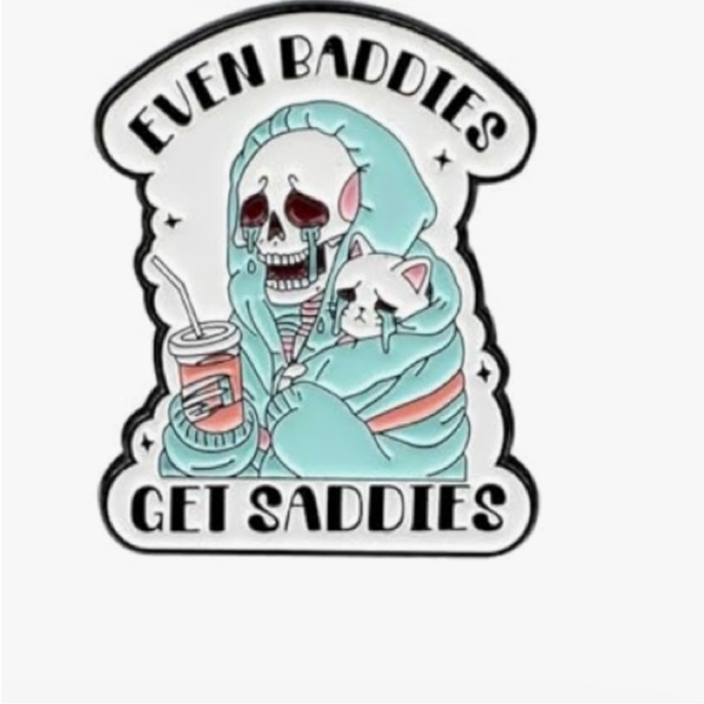 Skeleton and Cat Enamel Pin